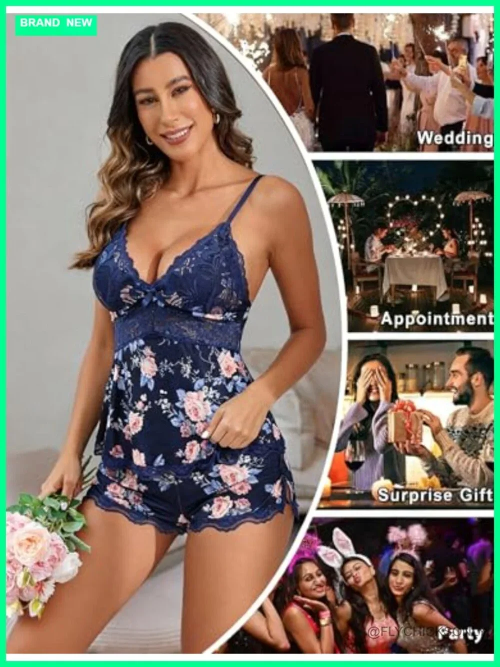 Women's Lace Cami & Shorts Pajama Set - Sheer Nightwear Lounge Set